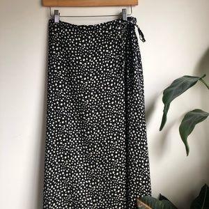 Abstract Print Faux Wrap Midi Skirt